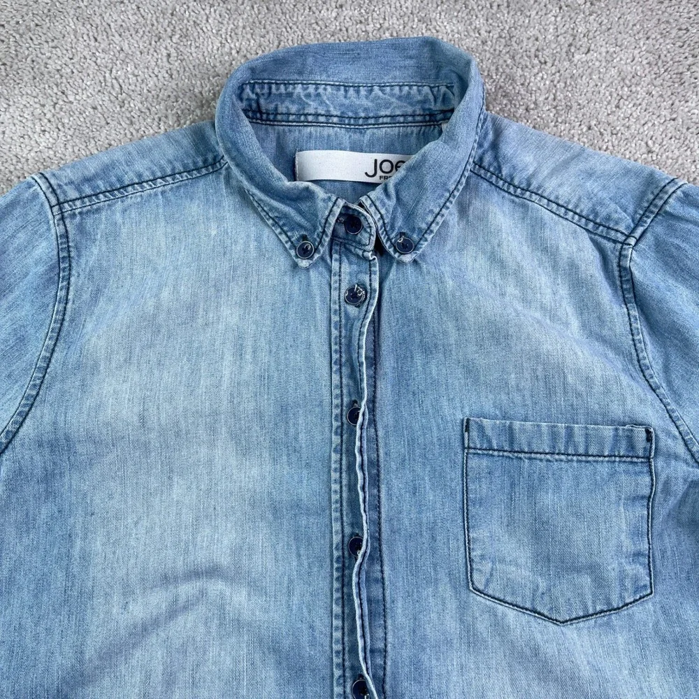 Joe Fresh Top Womens Large Blue Denim Button‎ Down Long Sleeve Pocket Shirt